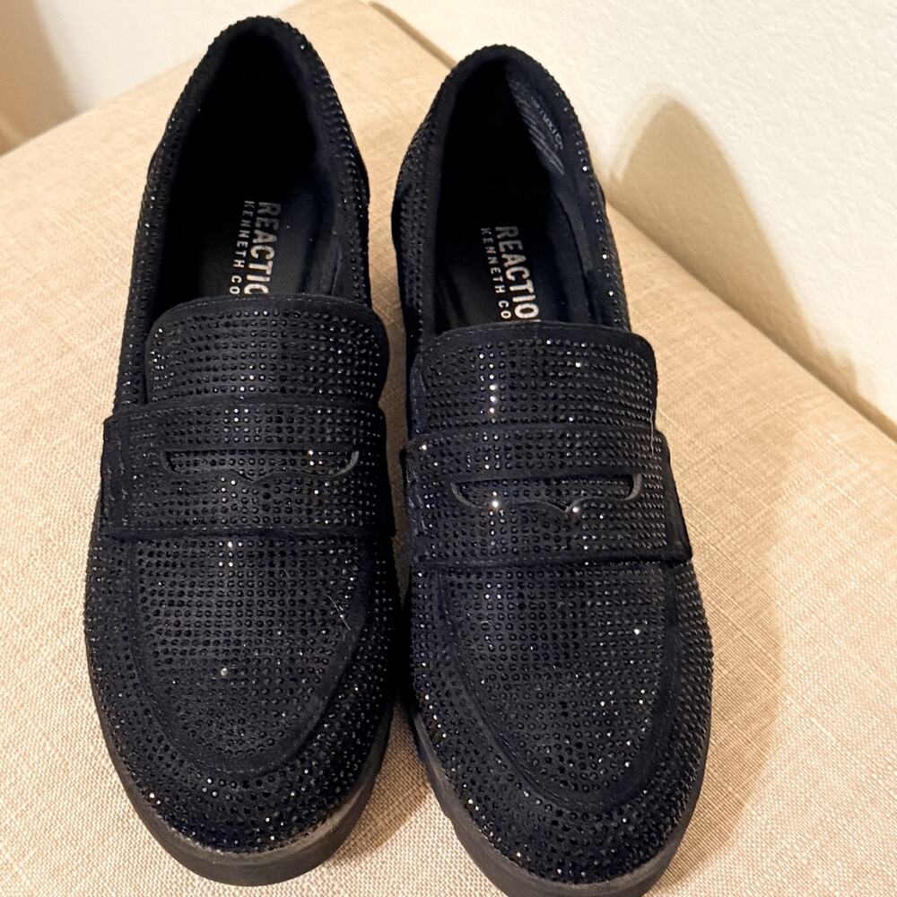 Kenneth Cole Reaction Women's Fern Jewel Slip-On Loafers Black - Size 7